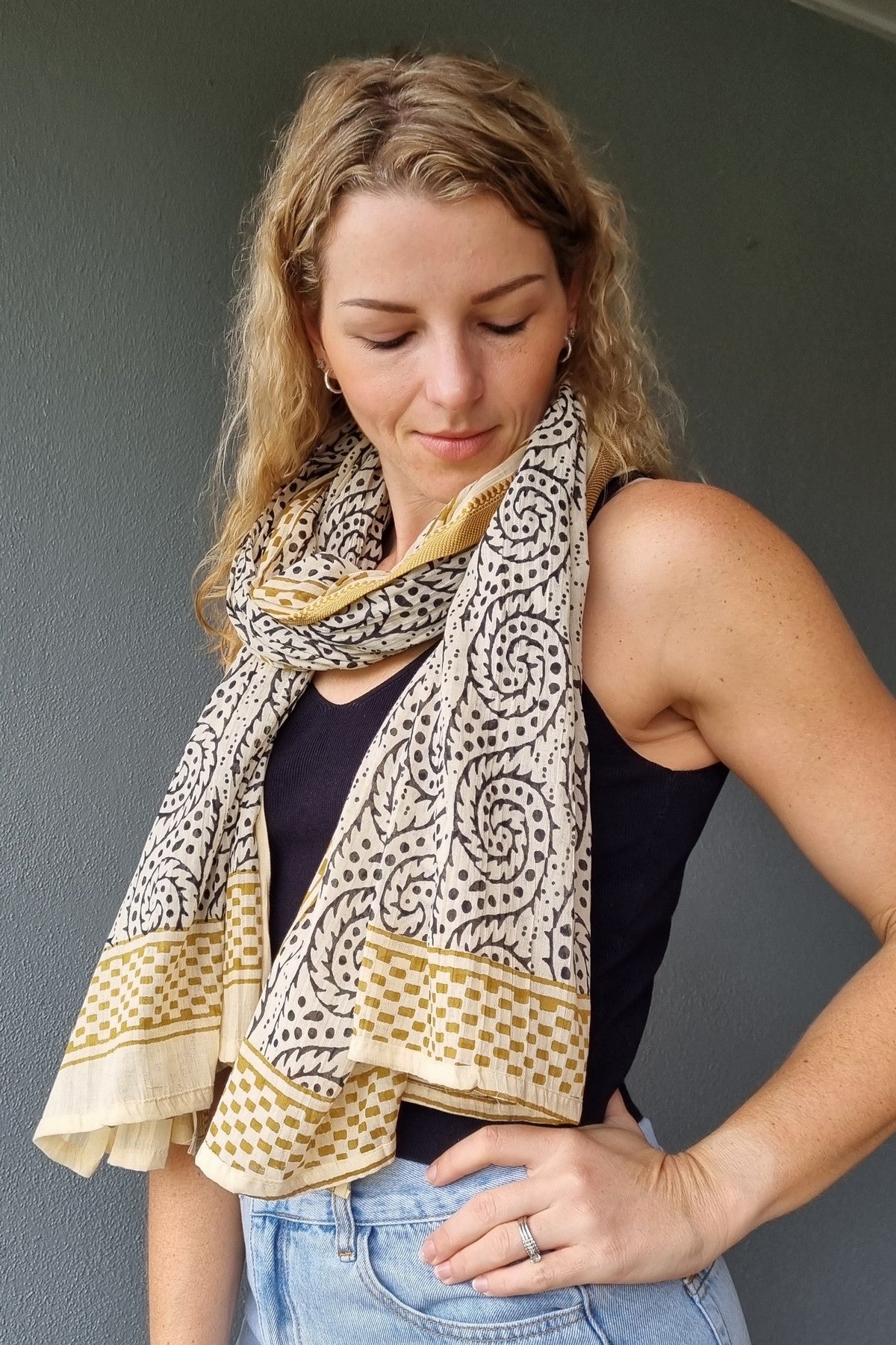 Cotton Block Print Scarf