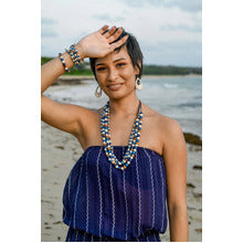 Blue Palmwood 5 Strand Bracelet