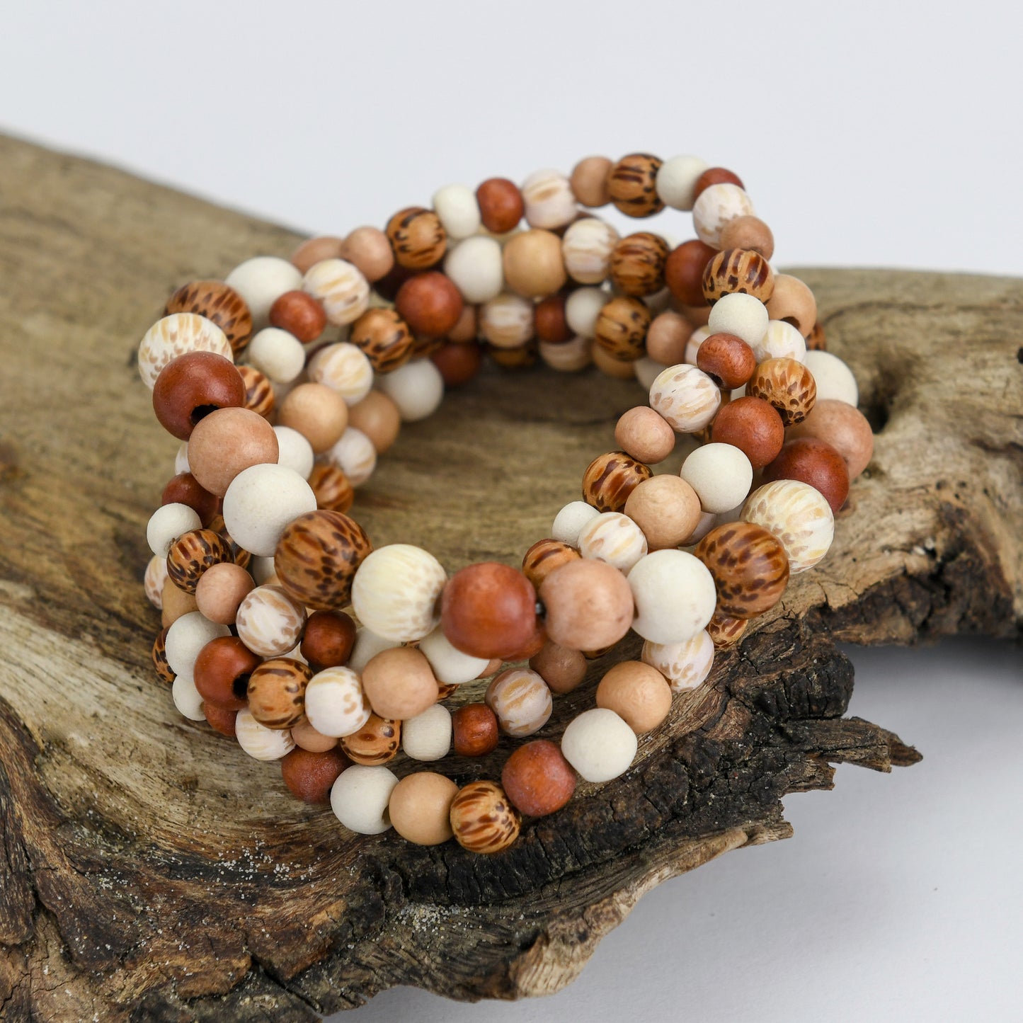 Naturals Combination Palmwood 5 Strand Bracelet