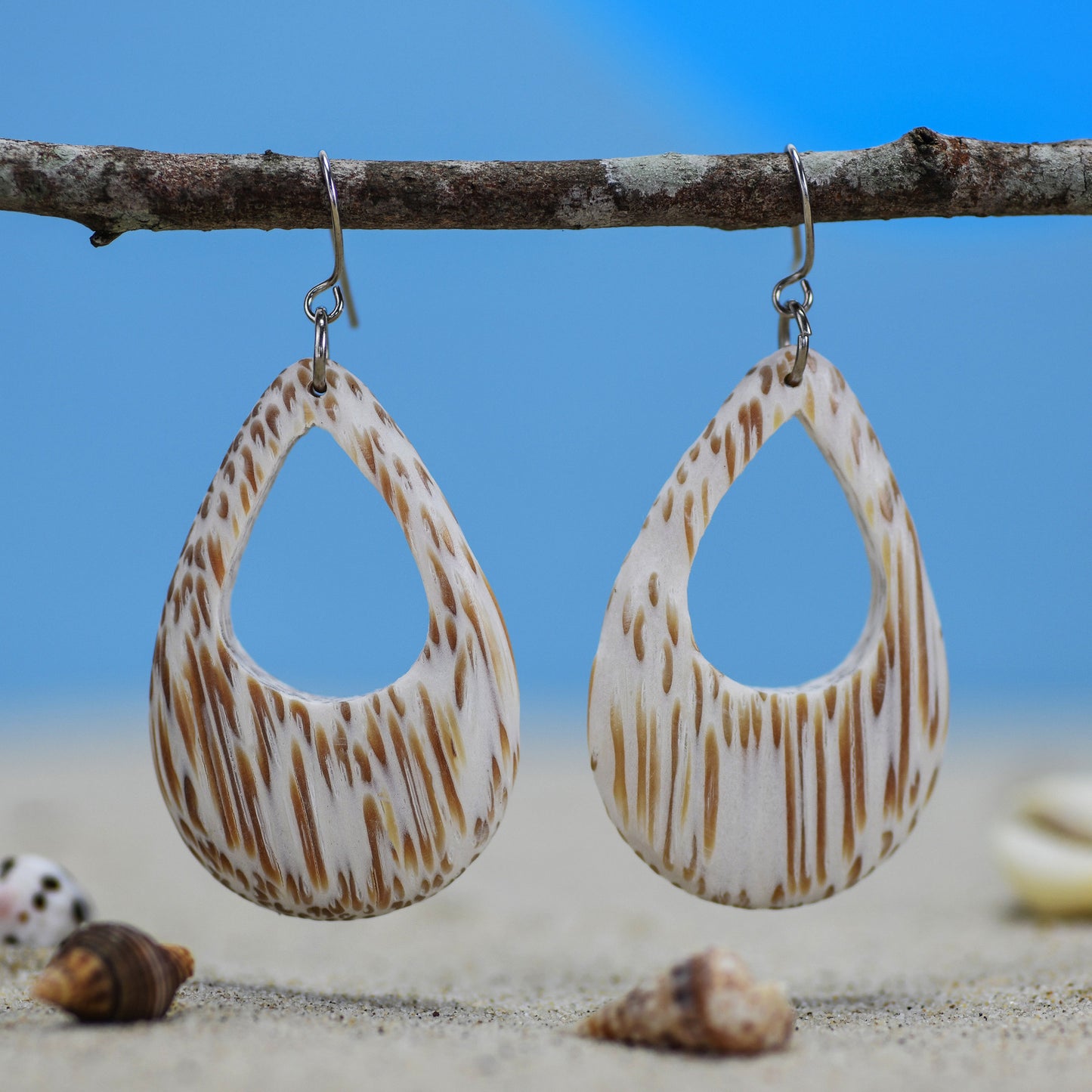 Palmwood Cut Out Drop Earrings