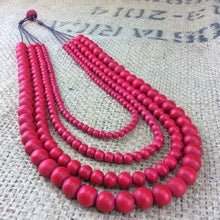 Bella 4 strand Wooden Necklace (many colour options)
