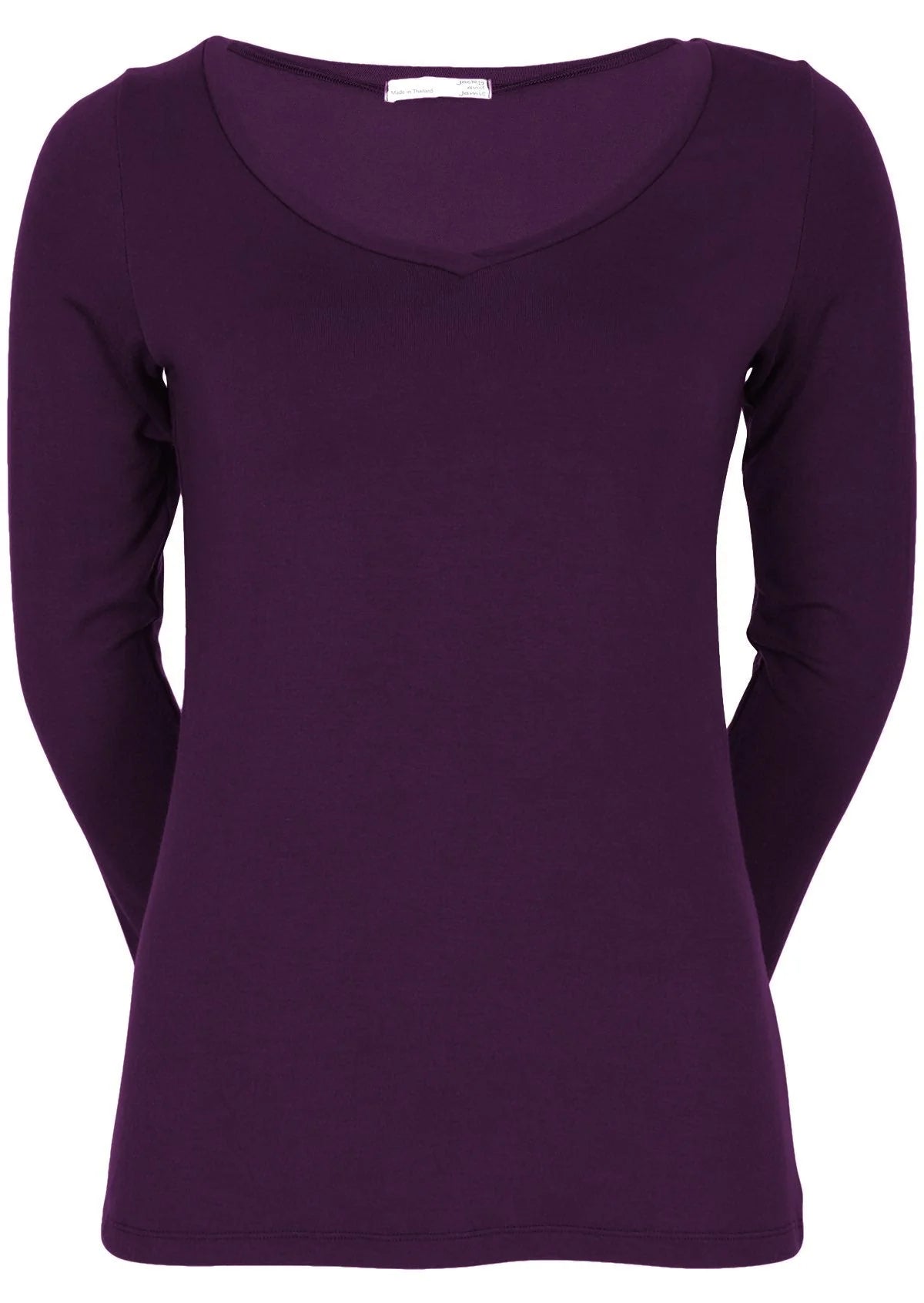 V Neck Stretch Long Sleeved T Rayon