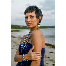 Blue Palmwood 5 Strand Bracelet