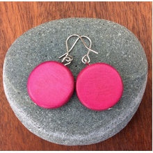 Lucinda Wooden Disc Hook Earrings - Many Colour Variants