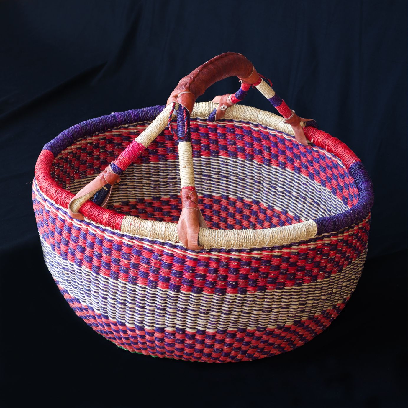 Elephant Grass Coloured Large Baskets Round