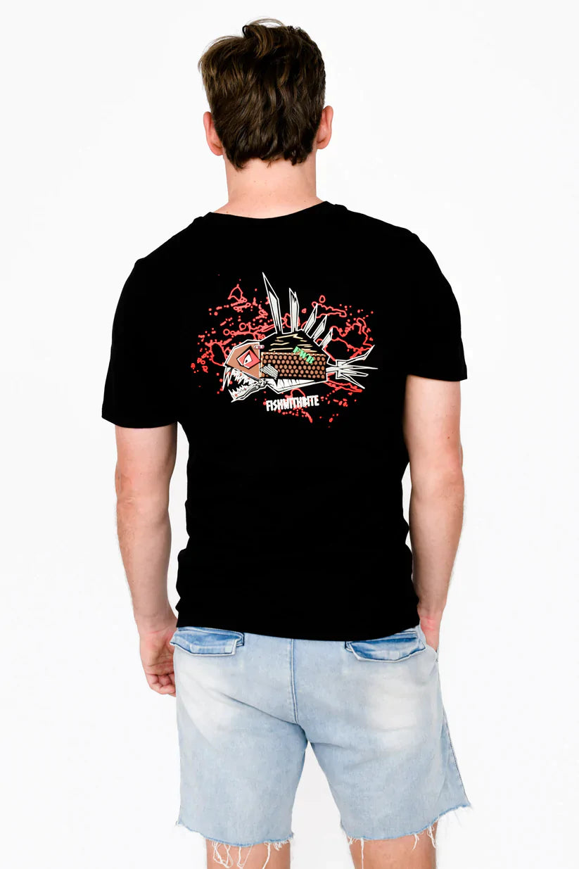 Freddy Fish with Bite Mens Crew Tee