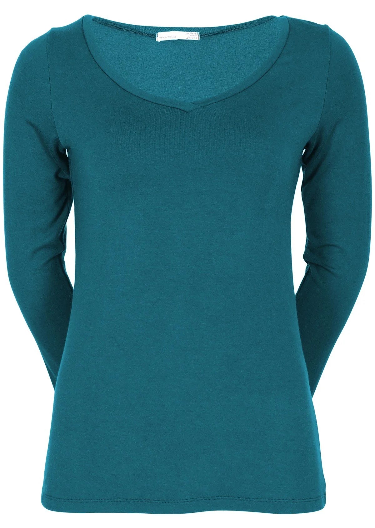 V Neck Stretch Long Sleeved T Rayon